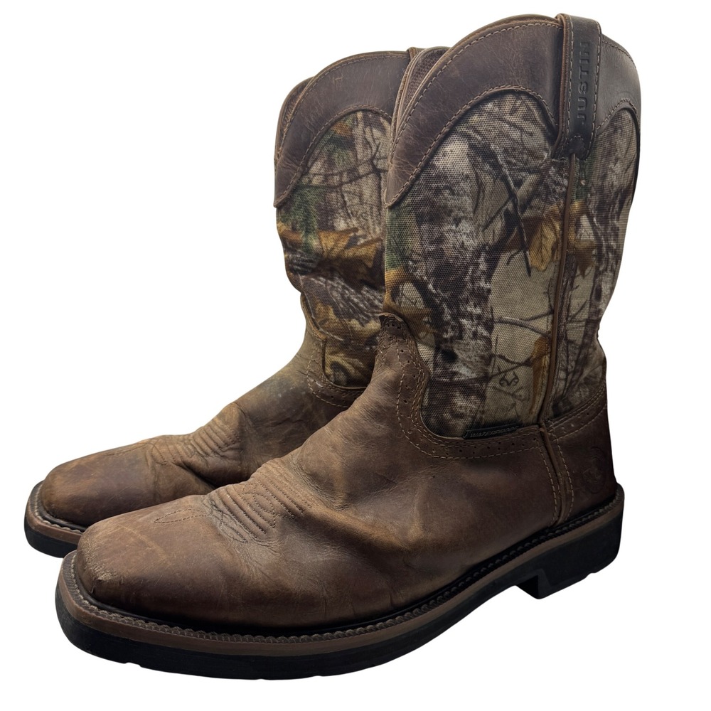 Justin Stampede Trekker Waterproof Work Boots WK4676 RealTree Camo Men's 13EE